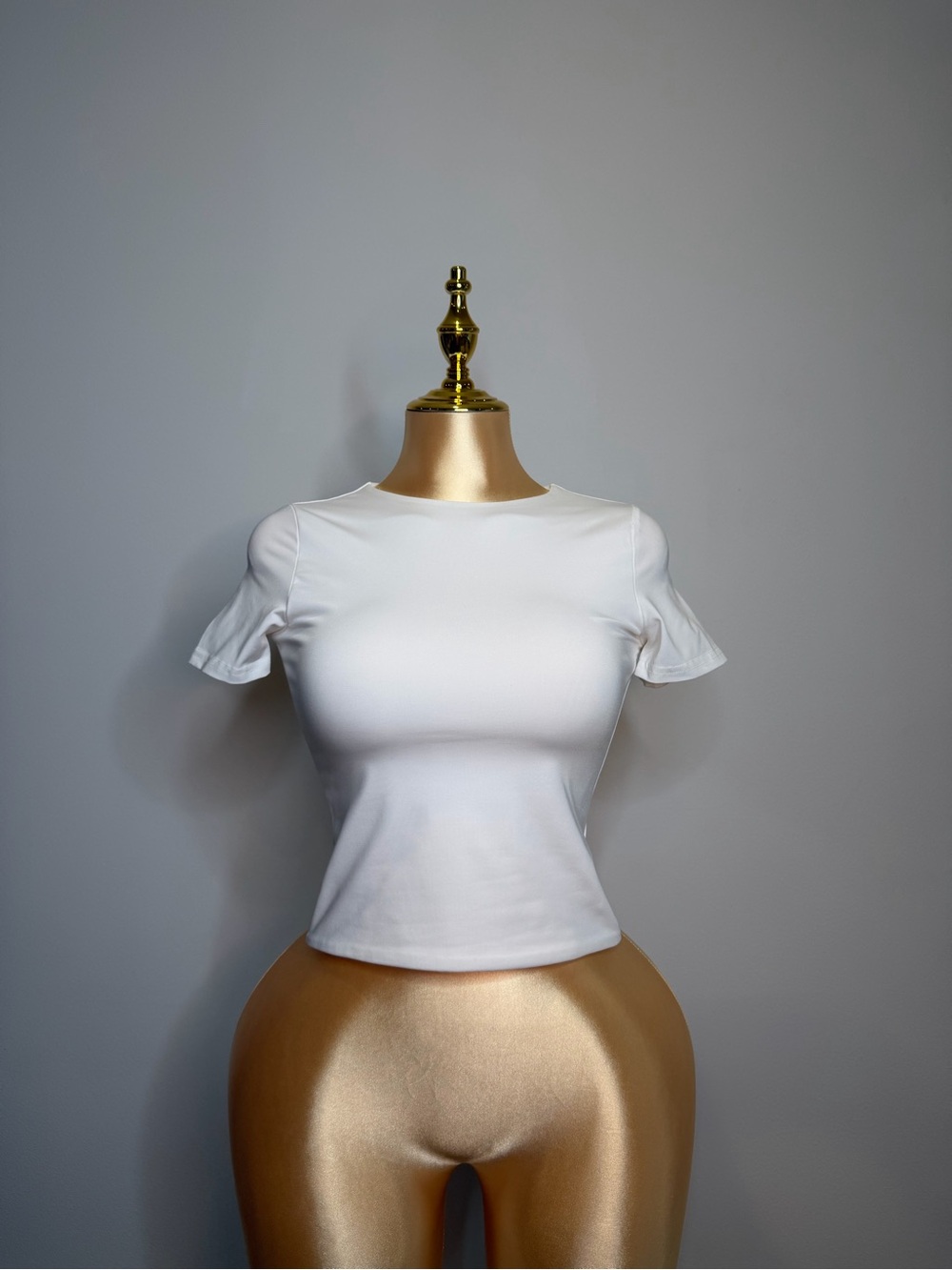 SHEIN White Short Sleeve Fitted Crop Tee